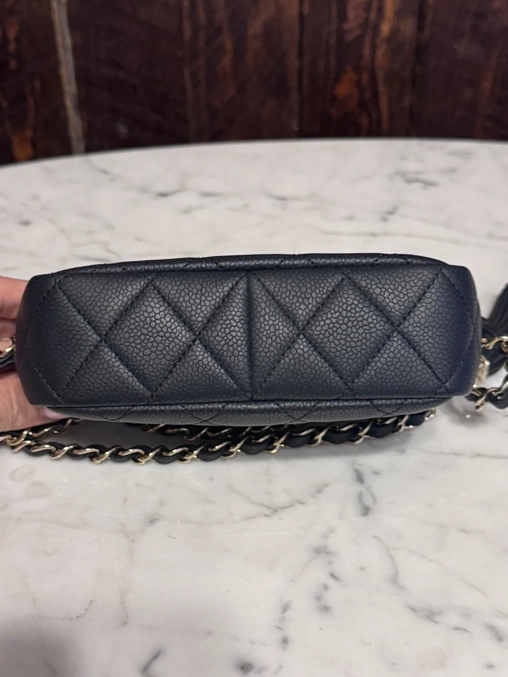 Chanel Mini Coco Tassel Camera Bag Navy Caviar Gold Chain – Like New